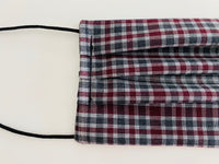 Maroon and grey checks re- usable adjustable face cover