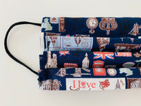 Navy London theme re- usable adjustable face cover