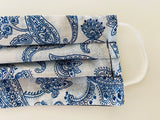 White and navy paisley re- usable adjustable face cover