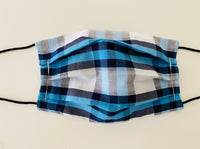 White and Blue checks re- usable adjustable face cover
