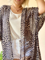 Brown leopard print kimono